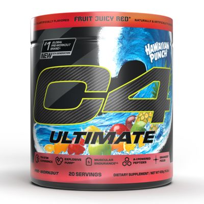 Cellucor C4 Ultimate Pre Workout Powder - Sugar Free Preworkout Energy Supplement for Men & Women - 300mg Caffeine + TeaCrine + Dynamine + Creatine - Hawaiian Punch Fruit Juicy Red, 20 Servings