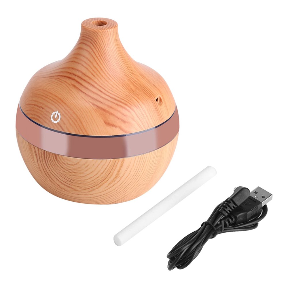 300 Ml Essential Oil Diffuser, USB LED Touch Wood Grain Air Humidifier Purifier Oil Diffuser Aromatherapy Machine for Large Room, Home, Bedroom