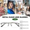 YEIN Blue Light Blocking Glasses, Phone TV Computer Gaming Glasses, Anti Eyestrain, Half Frame Glasses With Metal For Women MenGray+2.00Magnification view 4