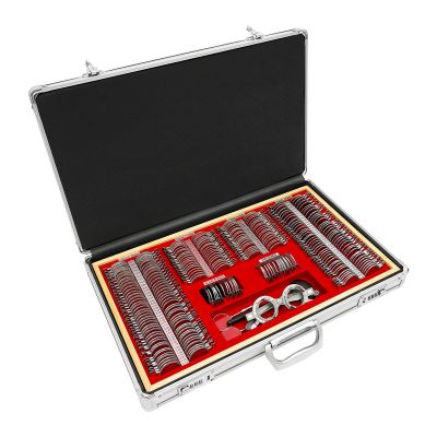 266 Pcs Optical Trial Lens Set Optometry Kit,Metal Rim Aluminum Box Trial Frame,Professional Complete Kit with Two Latches and Trial Frame,for Optometrists, Vision Testers, and Home
