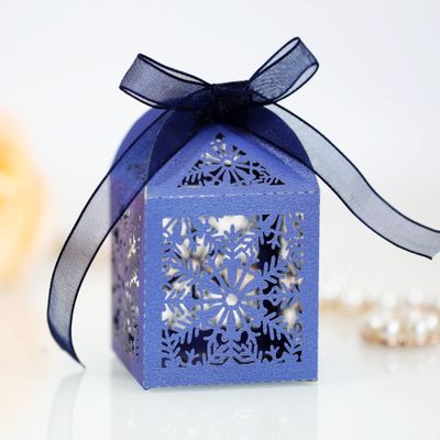 50PCS Laser Christmas Gift Boxes Candy Chocolate Gift Boxes with Ribbon Snowfake Christmas Treat Boxes Candy Cookie Present Boxes DIY Candy Boxes for Wedding Birthday Baby Shower Holiday Party G