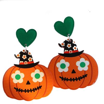 Cartoon pumpkin earrings, ghost earrings, love lips acrylic earrings earrings (Style 2)