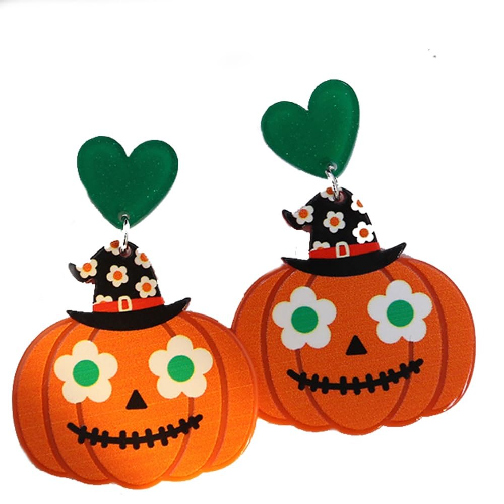 Cartoon pumpkin earrings, ghost earrings, love lips acrylic earrings earrings (Style 2)