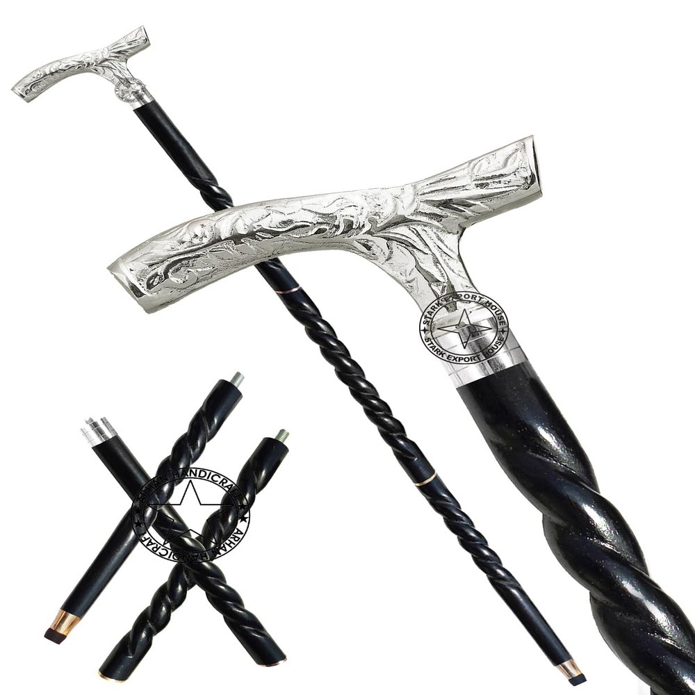 Brass Nautical Designer Walking Stick Men & Women Canes and Wooden 37 inch Handle Nickel Natural Wood Rosewood NBJ