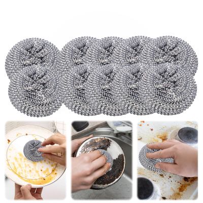 10er Pack Stainless Steel Sponges Scrubbers Cleaning Ball Utensil Scrubber Density Metal Scrubber Brush Pads Ball for Pot Pan Dish Wash Cleaning for Removing Rust Dirty Cookware Brush