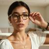 Dollger Blue Light Blocking Glasses for Woman, Round Thick Frame Eyeglasses, Cute Fashion Computer Glasses for Vision ProtectionGreen view 4