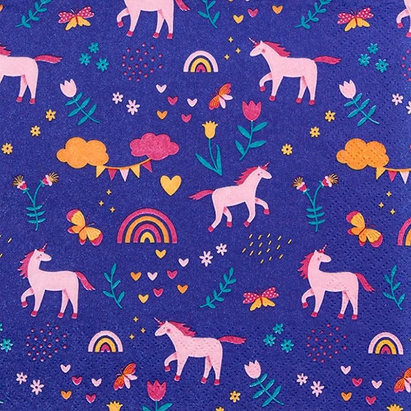 20 Paper Napkins with Unicorns in the Imaginary World Design for Table Decoration Also Suitable for Decoupage and Napkin Technique 33 x 33 cm