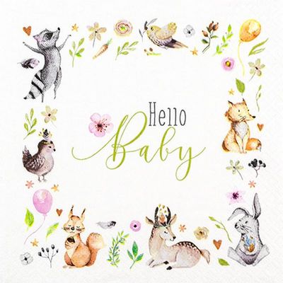 20 x Paper Napkins 33 x 33 cm with Animals Design