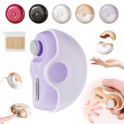 2 in 1 Electric Polishing Automatic Nail Cutters, with Nail Scraps Storage, USB Rechargeable Safety Light, Fingernail Trimmer for Babies Kids Adults Seniors(Purple)