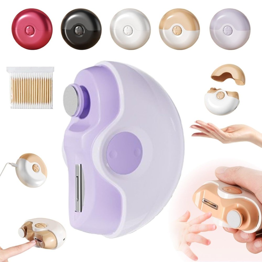 2 in 1 Electric Polishing Automatic Nail Cutters, with Nail Scraps Storage, USB Rechargeable Safety Light, Fingernail Trimmer for Babies Kids Adults Seniors(Purple)