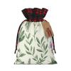 Christmas Gift Bag with Drawstring Christmas Wrapping Bags Green Flower Herb Sage Leaves and Branches Drawstring Gift Bag for Xmas Burlap Gift Bags Halloween Candy Bags Reusable Xmas Present Bags for Party Decorations Medium view 1