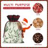 Christmas Gift Bag with Drawstring Christmas Wrapping Bags Green Flower Herb Sage Leaves and Branches Drawstring Gift Bag for Xmas Burlap Gift Bags Halloween Candy Bags Reusable Xmas Present Bags for Party Decorations Medium view 3