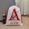 Aiemghsde Personalized Santa Sacks Drawstring with Initial & Name Christmas Gift Bags for Presents (Style 1) view 3