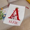 Aiemghsde Personalized Santa Sacks Drawstring with Initial & Name Christmas Gift Bags for Presents (Style 1) view 4