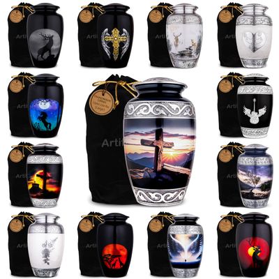 Artificia Cross Scenery Decorative Cremation Urn for Ashes - Funeral Urns for Human Ashes Adult Male, Female, and Men - Elegant Memorial Urns for Ashes - Adult Cremation Urn for Ashes Men and Women