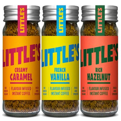 Littles Flavored Instant Coffee Gift Set  Caramel, French Vanilla & Hazelnut  No Added Sugar, Freeze-Dried Instant Coffee, Hot or Cold, 3 Jars 1.76 oz Each