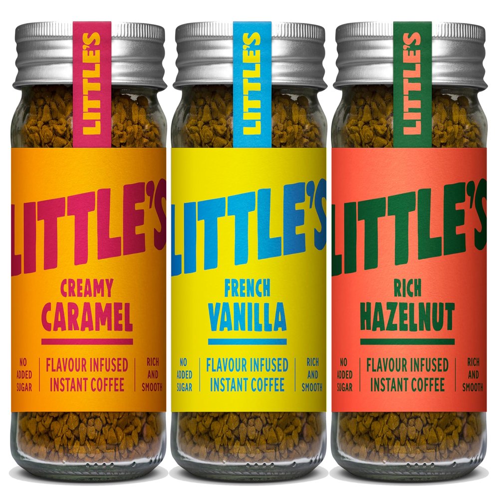 Littles Flavored Instant Coffee Gift Set  Caramel, French Vanilla & Hazelnut  No Added Sugar, Freeze-Dried Instant Coffee, Hot or Cold, 3 Jars 1.76 oz Each