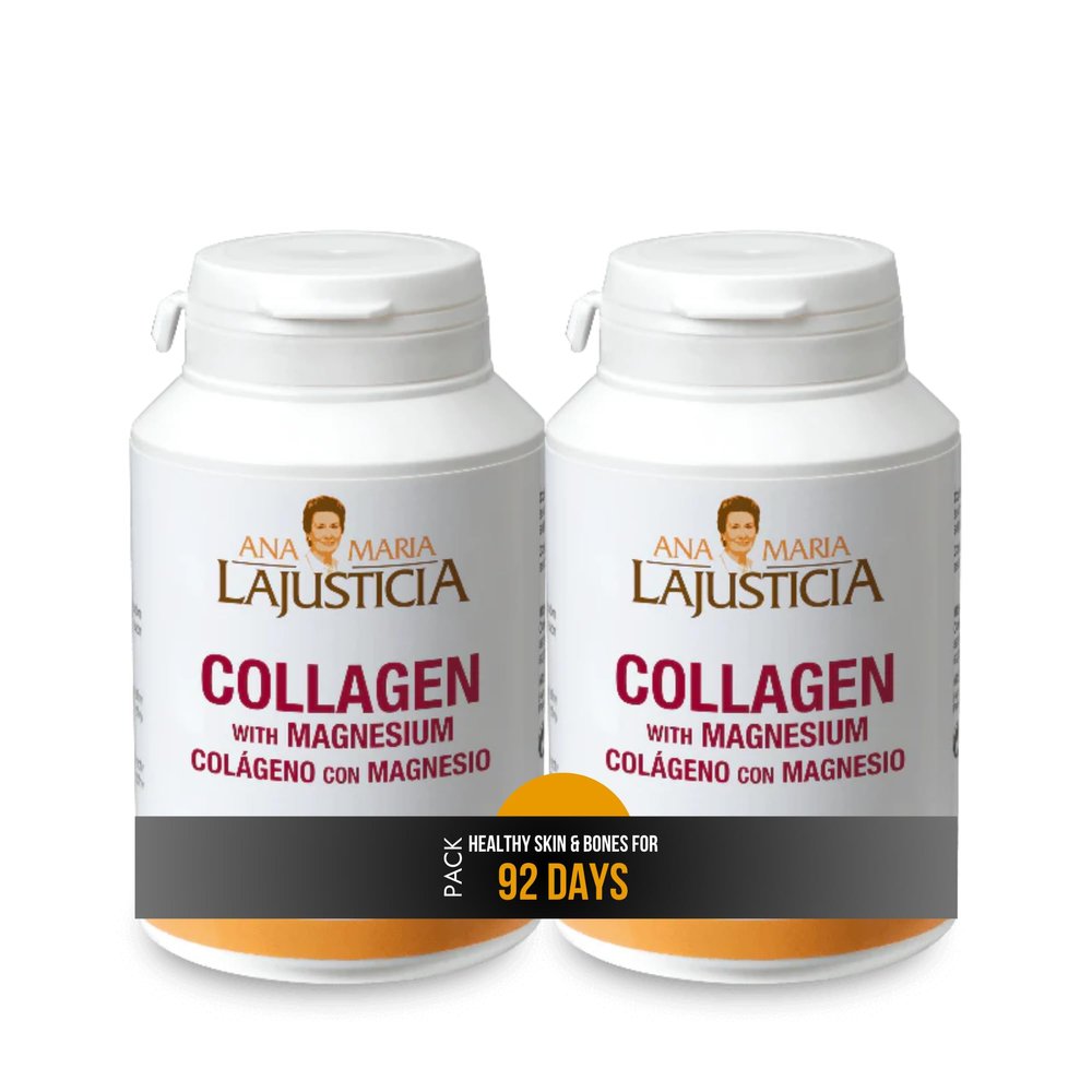 Ana Maria LaJusticia 2 Pack Collagen with Magnesium - 180 Tablets. Skin Rejuvenation, Nervous System Support, Bone and Teeth Health
