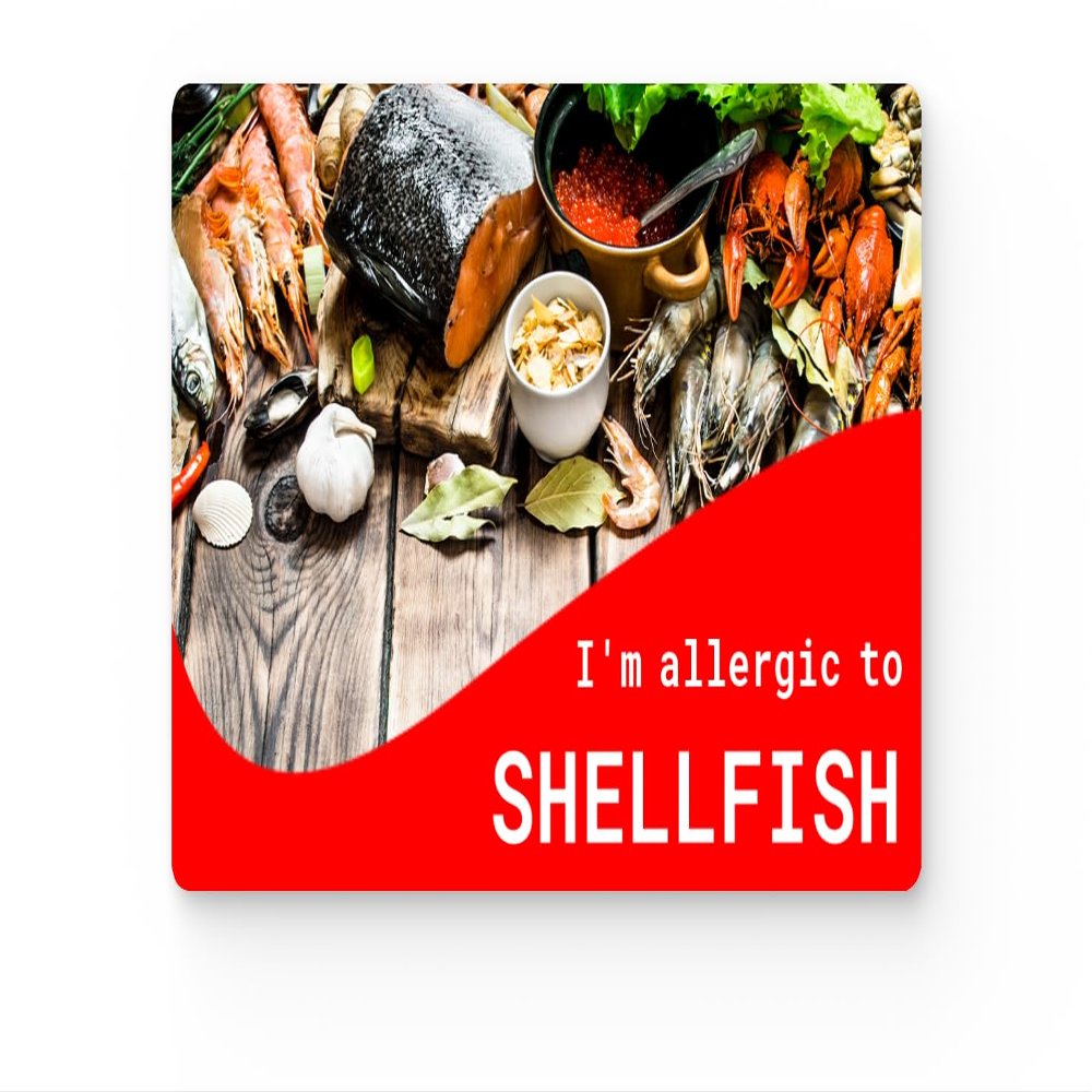 Shellfish Allergy Alert Card - Plastic - Wallet-Sized Medical ID for Shellfish Allergy - Durable & Lightweight Emergency Alert Card
