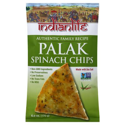 Indian Life Chips Palak Spinach 6 oz (Pack of 12)