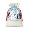WXZYFP Snow-capped mountains Linen drawstring gift bag, Christmas, birthday, party gift packaging, easy to wash view 2