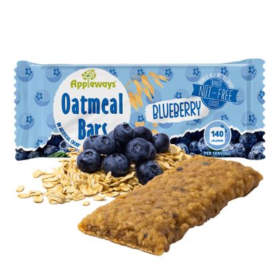 Appleways Blueberry Oatmeal Bars, 1.2 oz, 216 Count - Individually Wrapped, Whole Grain Soft Baked Oat Snack Bars, Healthy and Nut-Free Breakfast Bar Snacks for On the Go, Made in USA (16.2 lbs Total)
