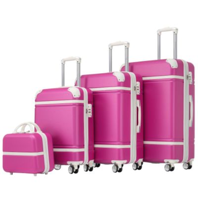 4-piece Hardshell Suitcase Set, Travel Suitcase, 20" + 24" + 28" Suitcases and Toiletry Bag, Trolley Case with TSA Lock, Lightweight ABS Hardshell Material, Large Capacity, Zippered Compartment