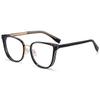 Cat Eye Glasses Blue Light Filter Clear Lens Tr90 Square Glasses Frame Women Acetate Temple, Black With Clear view 1