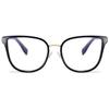 Cat Eye Glasses Blue Light Filter Clear Lens Tr90 Square Glasses Frame Women Acetate Temple, Black With Clear view 2