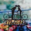 Bride And Groom With Motorbike Cake Topper,Motorcycle Cake Topper,Motorbike Cake Topper,Custom Biker Couple Silhouette Cake Topper For Proposal Engagement Wedding Anniversary Supplies. view 3
