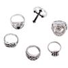 Cross skull ring set of six, eye eagle men's ring set view 1