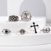 Cross skull ring set of six, eye eagle men's ring set view 4