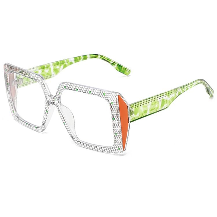bullabulling Retro Square Reading Glasses For Women Men Blue Light Blocking Oversized Eyeglass Large lens (green, 3.5, x)