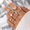 Pink Butterfly Ring Set Love Diamond Ring Set of Eight view 2