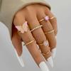 Pink Butterfly Ring Set Love Diamond Ring Set of Eight view 3