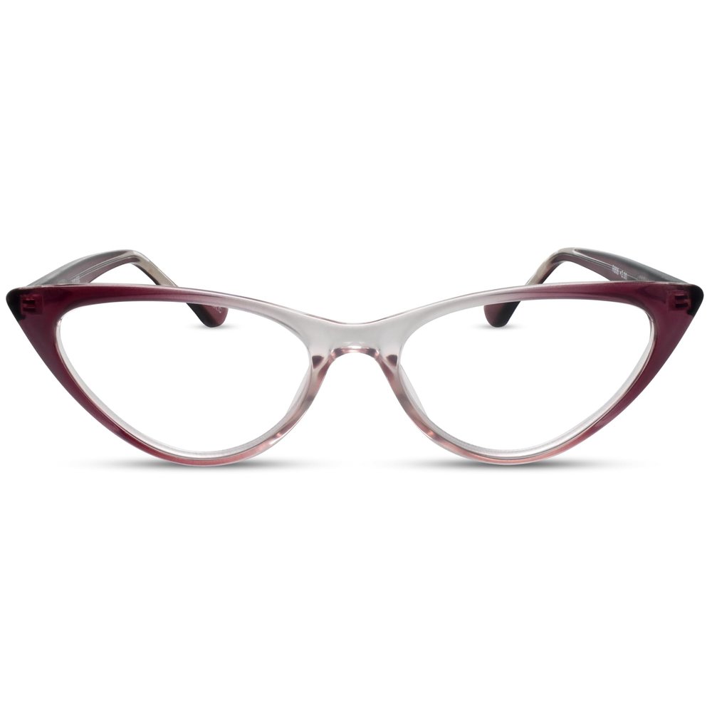 2SeeLife Small Cat Eye Reading Glasses for Women Narrow-Medium Fit, Sturdy Frame, Spring Hinges, Premium Funky Readers, Purple, +1.75