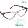 2SeeLife Small Cat Eye Reading Glasses for Women Narrow-Medium Fit, Sturdy Frame, Spring Hinges, Premium Funky Readers, Purple, +1.75 view 2