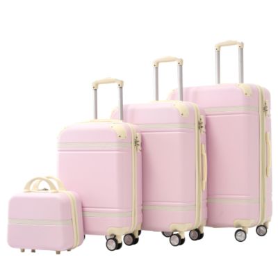 4-piece Hardshell Suitcase Set, Travel Suitcase, 20" + 24" + 28" Suitcases and Toiletry Bag, Trolley Case with TSA Lock, Lightweight ABS Hardshell Material, Large Capacity, Zippered Compartment