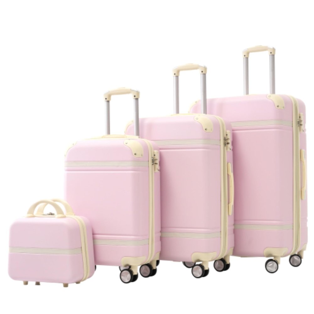 4-piece Hardshell Suitcase Set, Travel Suitcase, 20" + 24" + 28" Suitcases and Toiletry Bag, Trolley Case with TSA Lock, Lightweight ABS Hardshell Material, Large Capacity, Zippered Compartment