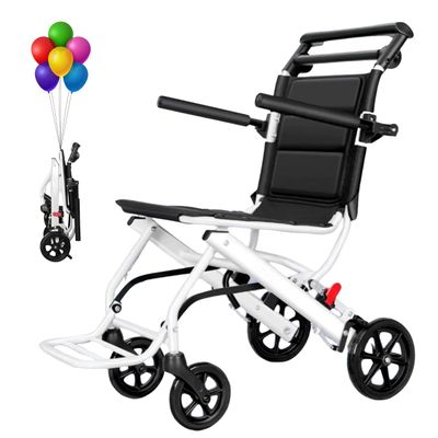 OSKOPWRC Lightweight Transport Wheelchair, Folding Transport Chair with 250Lbs Weight Capacity, Handbrakes & Footrest, Easy for Travel, Portable Wheelchair for Seniors Adults White