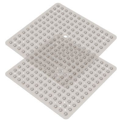 2Pack Shower Mats for Inside Shower, 20.87 x 20.87 Inch Non Slip Shower Mat with Suction Cups and Drain Holes, Fast Drying Bath Tub Mats, Shower Mats for Inside Shower, Easy Drying, Washable (Grey)