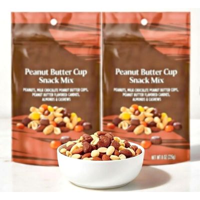 Peanut Butter Lovers Gluten Free Trail Mix Peanuts, Milk Chocolate Peanut Butter Cups, Flavored Candies, Almonds & Cashews Sweet & Crunchy Snack Mix 2 Pack (8oz Each, 1lb Total)