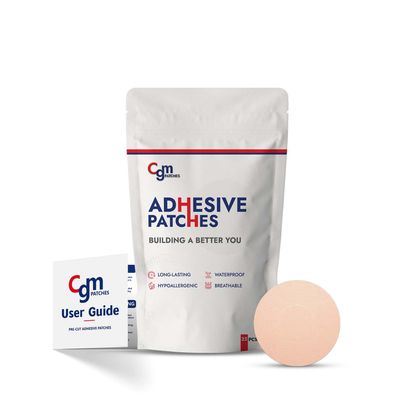 CGM Patches Adhesive Libre 3 / Libre 3 Plus CGM Sensor Patches Without Cutout, Hypoallergenic, Waterproof, Sweatproof, Medical-Grade Adhesive, Patches, Covers | Lasts 10-14 Days | Pack of 25 (TAN)