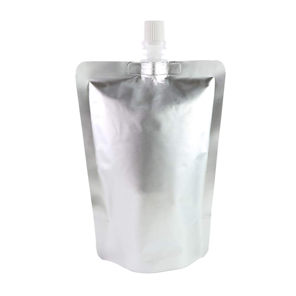 QQ Studio Double-Sided Silver Aluminum Spout Bags Stand-Up Drinking Liquid BPA-Free Pouch (50, 5oz (150ml))