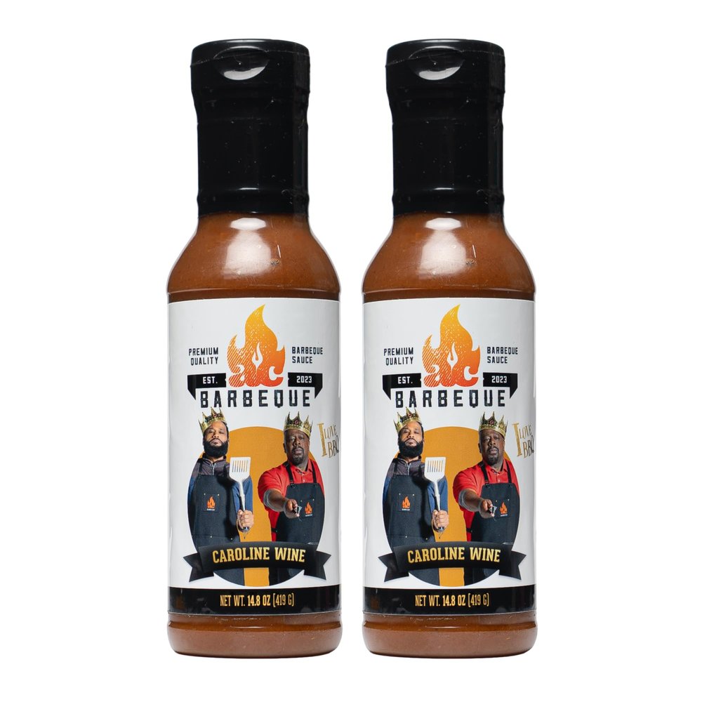 AC Barbeque Sauce - CAROLINE WINE (AKA AC GOLD) Carolina Style Mustard BBQ Sauce Perfect for Pulled Pork, Chicken, Veggies and More, No MSG, 14.8oz Bottle (2 Pack)