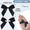 Pndeyo 15pcs 2.5" Self-Adhesive Gift Wrap Bows, Soft Non-Faded Satin Ribbon Bow, Premade Craft Bowknot for Christams Wedding Birthday Party Bridal Shower Baby Shower Decorations- Black view 2