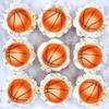 40Pcs Basketball Edible Cupcake Toppers Edible Basketball Cupcake Picks Balls Drink Topper for Sports Theme Baby Shower Boys Girls Basketballs Birthday Cake Cupcake Decorations view 2
