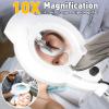 10X Magnifying Glass with Light and Stand, NUEYiO 2200 Lumen Stepless Dimmable Magnifying Floor Lamp, 2-in-1 Adjustable Metal Swing Arm Lighted Magnifier, Mag Lamp for Estheticians Crafts Facial view 3