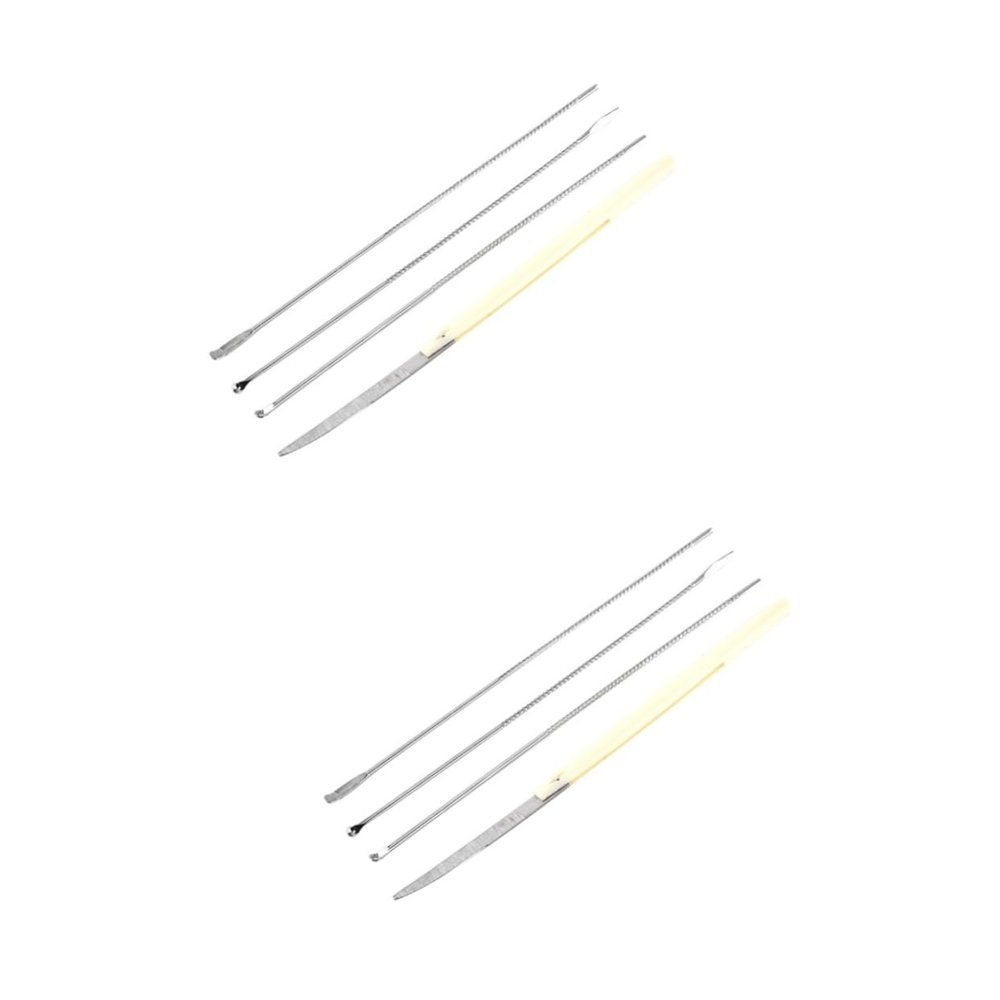 Anneome 2pcs Stainless Steel Ear Cleaning Tool Set Ear Spoon Kit Spring Spiral Design Safe and Removal for Family Use
