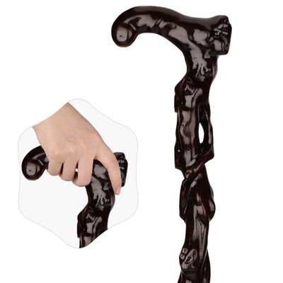 GEDRACKPMYN Wooden Walking Cane for Men & Women, Wood Carving Fancy Cane Lightweight and Sturdy Offset Walking Stick, Retro, Ergonomic, Handmade,Height 150-155cm